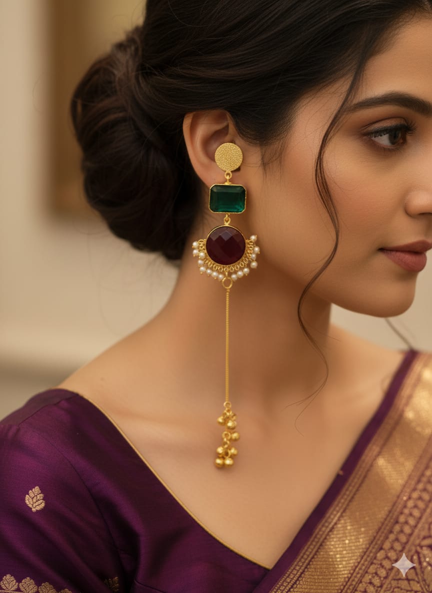 The colour block Queen (magical detachable kashmiri earring)