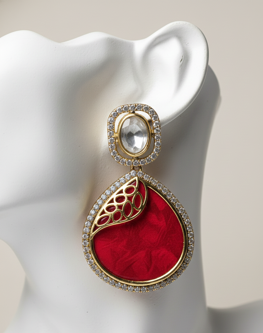 Royal Red Kundan Earrings