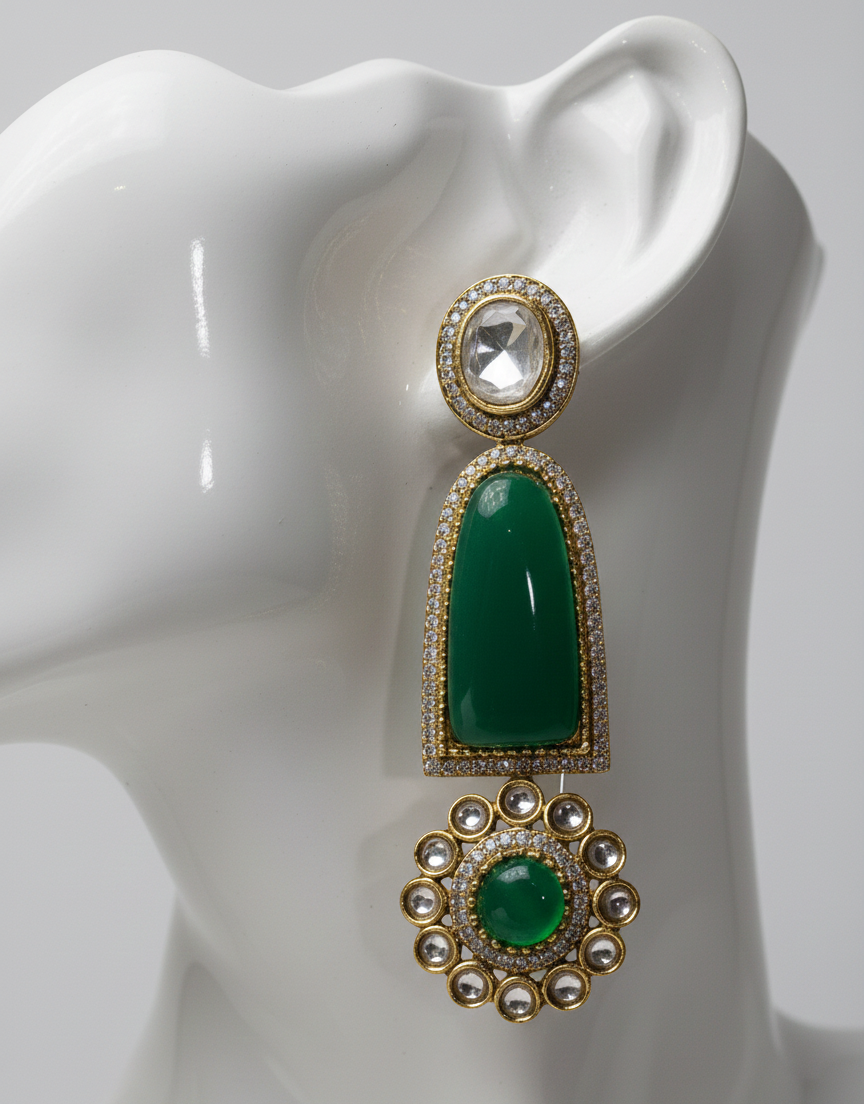 Vintage Floral Green Earrings