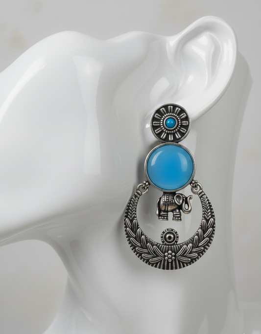 Heritage Inspired long Jali Earrings (Blue)