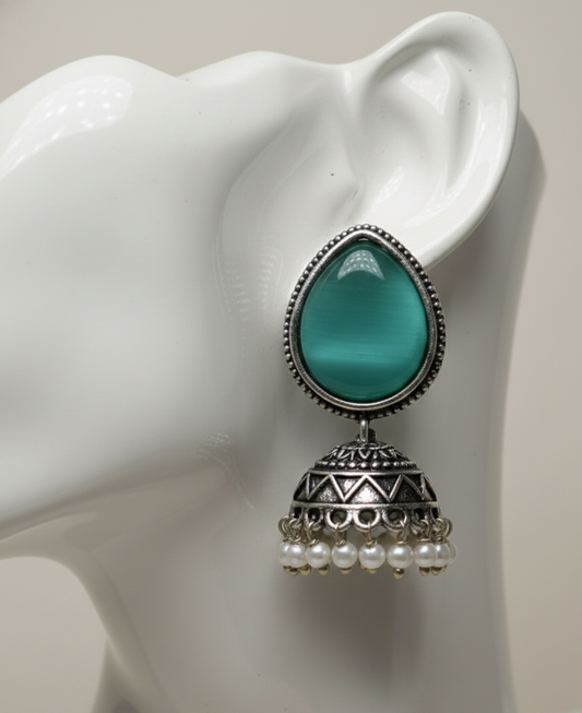 The Emerald Bloom Earrings (Blue)