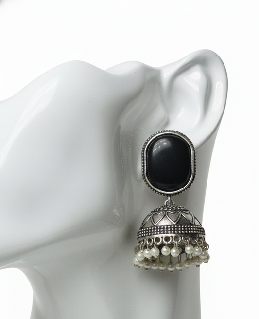 Antique Silver tone Oxidized Earring