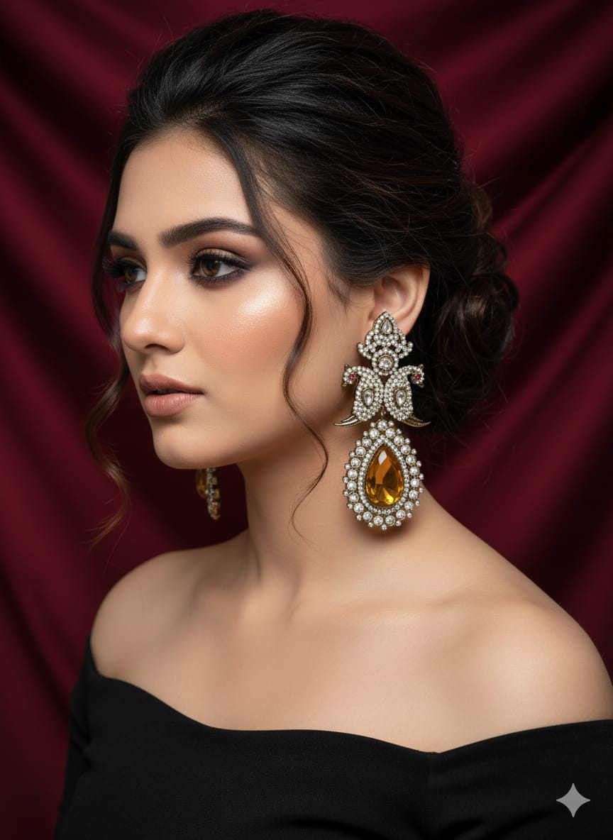 The Maharani Mocha (yellow crystal earring)