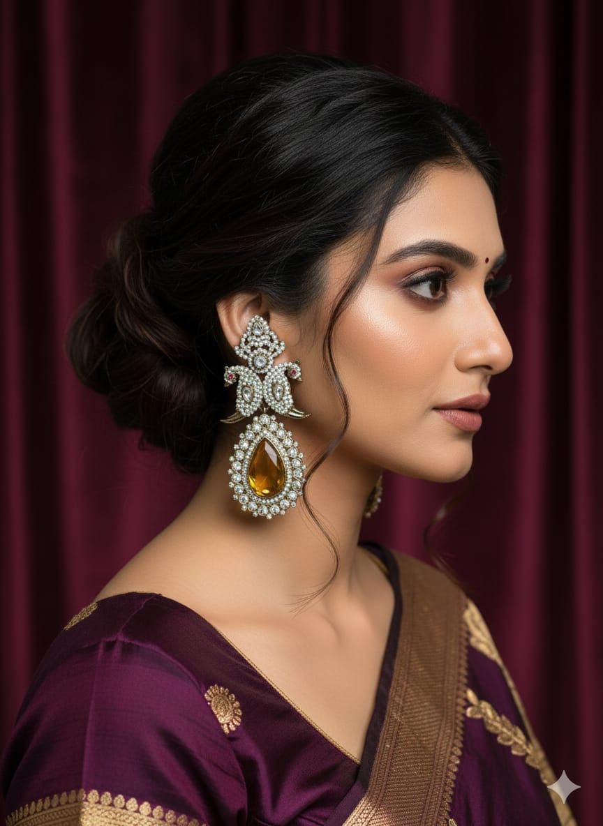 The Maharani Mocha (yellow crystal earring)