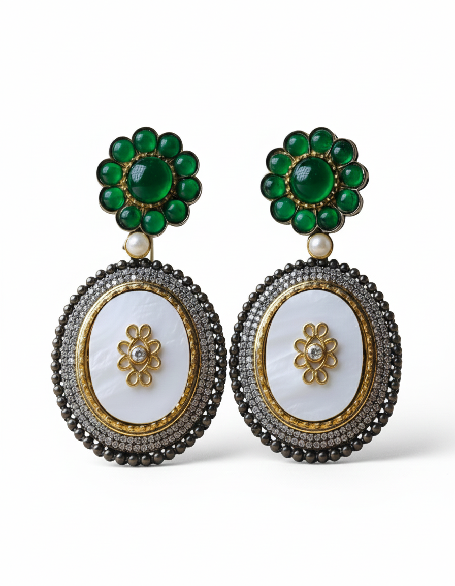 Emerald Drop Jhumkas