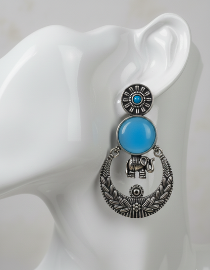Heritage Inspired long Jali Earrings (Blue)