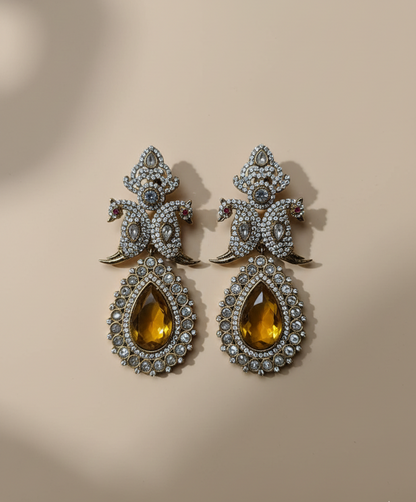 The Maharani Mocha (yellow crystal earring)
