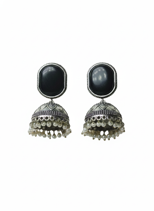 Antique Silver tone Oxidized Earring