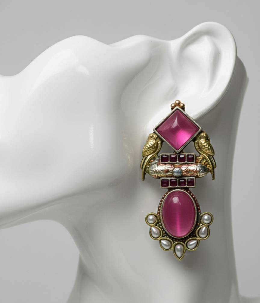 Antique Oxidized Bird Earrings