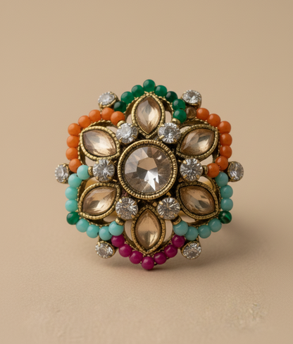 Spicy Sangria kundan Ring (multi color)