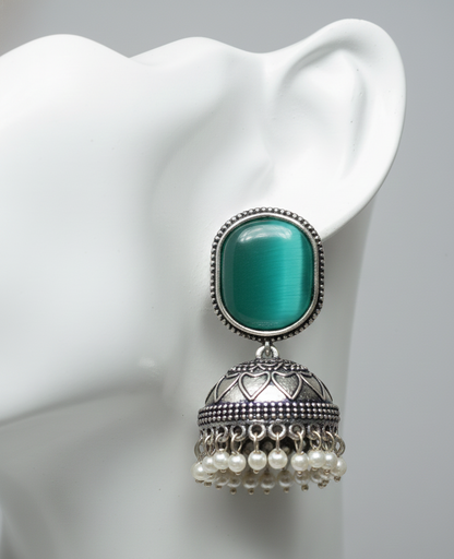 Antique Silver tone Oxidized Earring