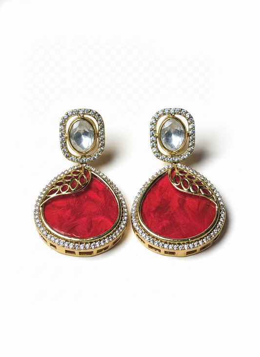 Royal Red Kundan Earrings