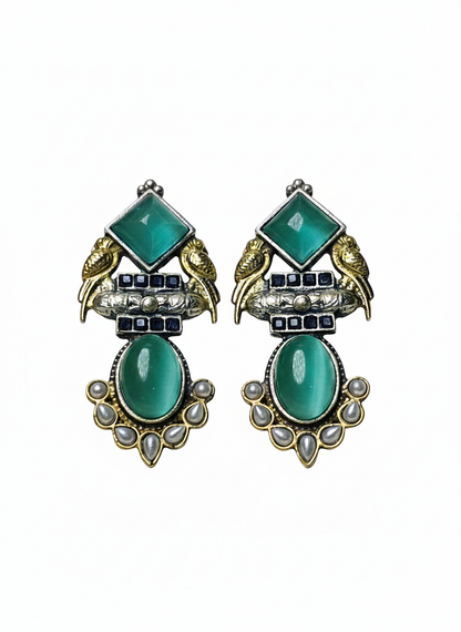 Antique Oxidized Bird Earrings