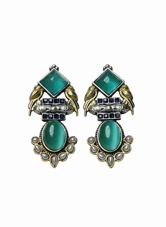 Antique Oxidized Bird Earrings