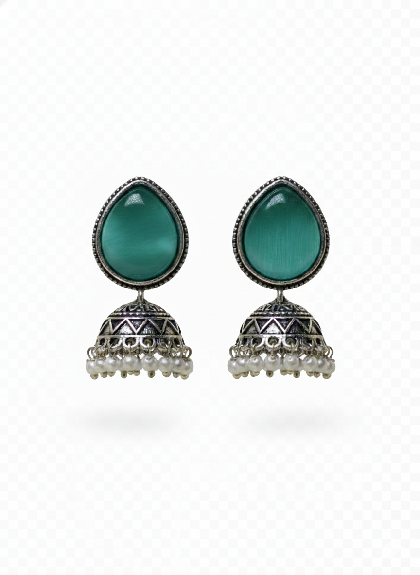 The Emerald Bloom Earrings (Blue)