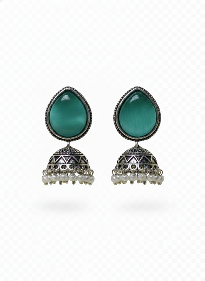 The Emerald Bloom Earrings (Blue)