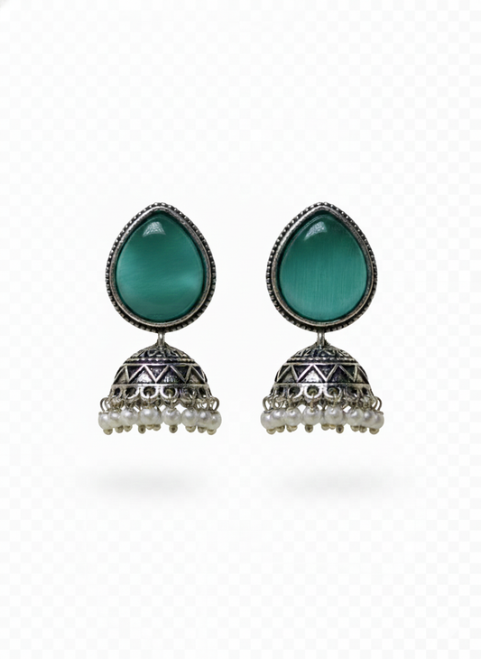 The Emerald Bloom Earrings (Blue)