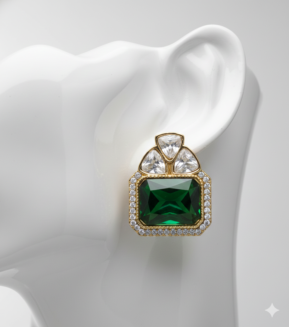 Royal Green & Dazzling Moissanite Studs