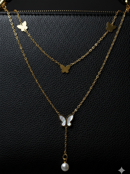 The Social Butterfly (marble gold plated neckchain)