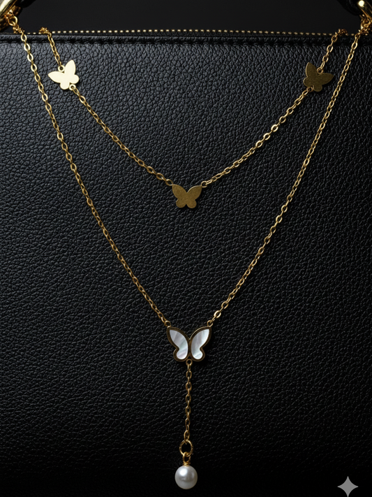 The Social Butterfly (marble gold plated neckchain)