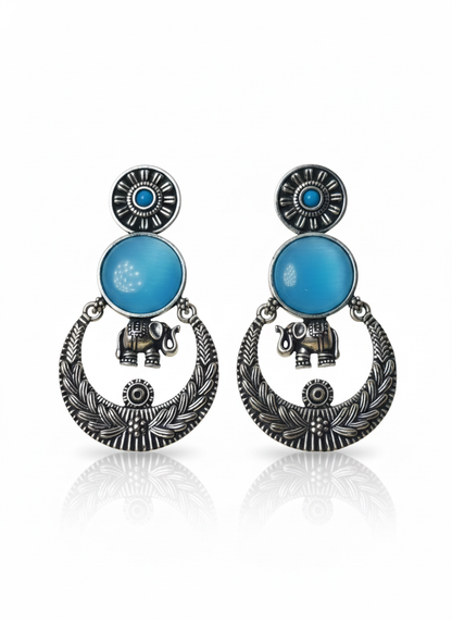 Heritage Inspired long Jali Earrings (Blue)