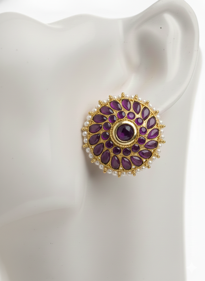 Amethyst Asteroid (Kundan Studs)