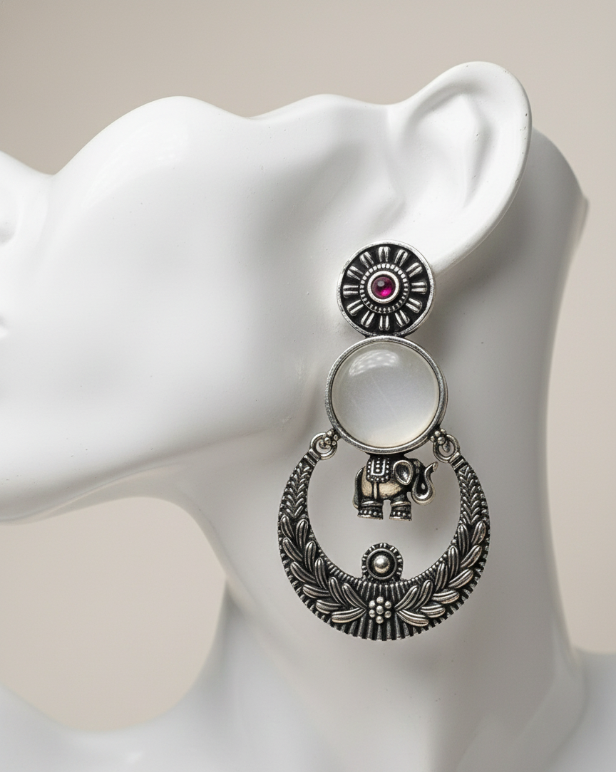 Heritage Inspired long Jali Earrings (Blue)