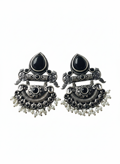 Oxidized Love (Black Earrings)