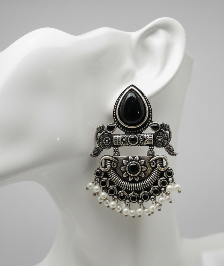 Oxidized Love (Black Earrings)