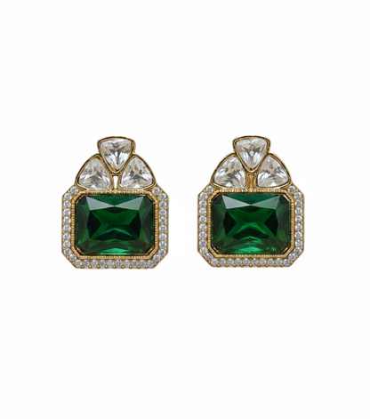 Royal Green & Dazzling Moissanite Studs