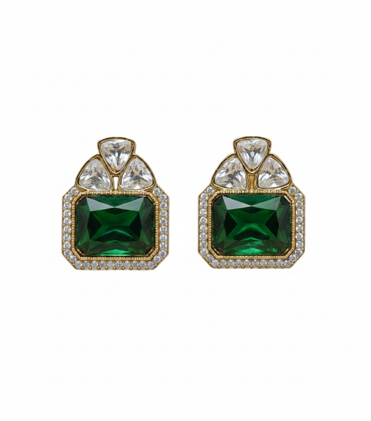 Royal Green & Dazzling Moissanite Studs