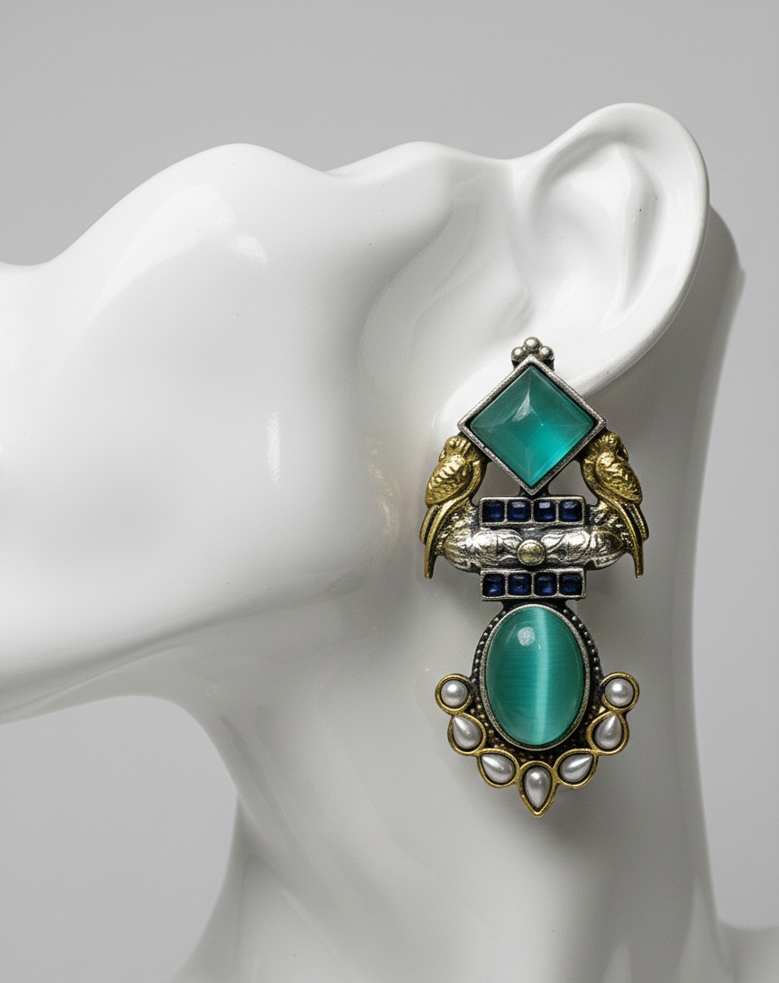 Antique Oxidized Bird Earrings