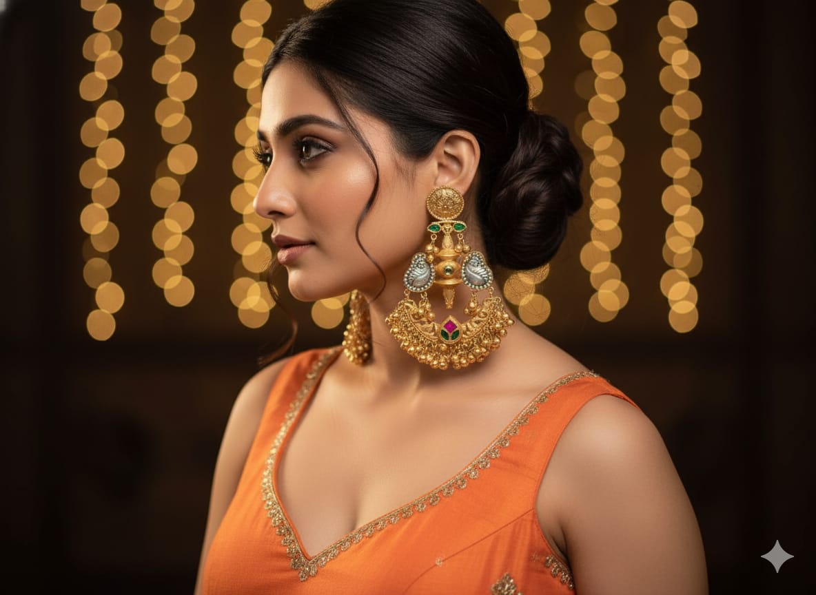 The Model Mughal Drops (Kashmiri pachi earrings)