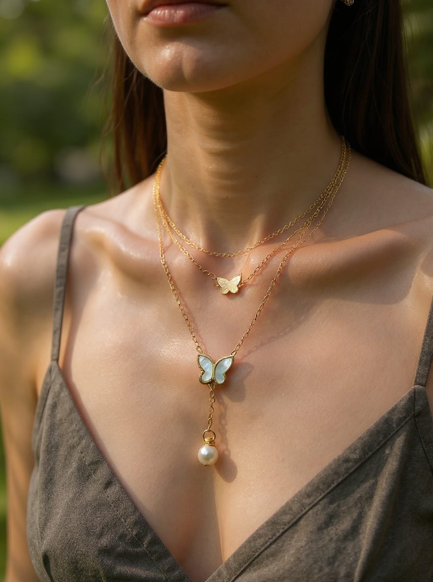 The Social Butterfly (marble gold plated neckchain)