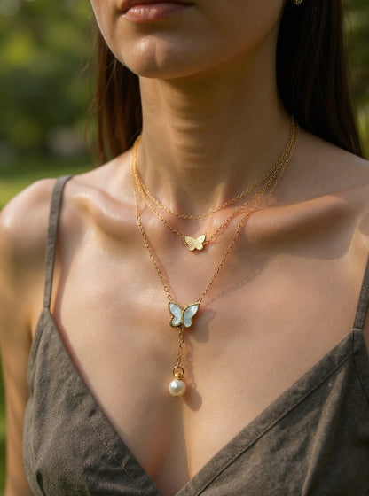 The Social Butterfly (marble gold plated neckchain)
